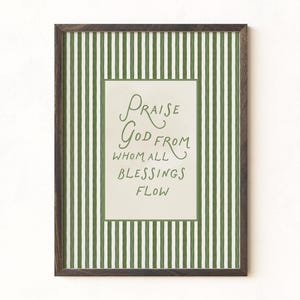 Louez Dieu de qui toutes les bénédictions découlent - Imprimable | Art mural chrétien de doxologie | Impression verte d'écriture sainte | Affiche de décoration intérieure basée sur la foi