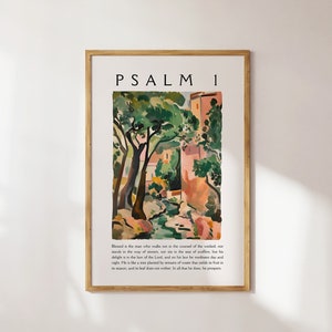 Psalm 1 Vintage Christian Wall Art Matisse Print Sage Green Wall Art Bible Verse Scripture Gift for Her Digital Download Printable Decor
