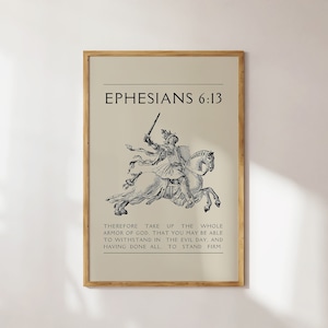 Ephesians 6:13, Vintage Armor of God Print, Christian Poster, Printable Wall Art, Digital Download, Bible Verse Wall Art, Christian Merch