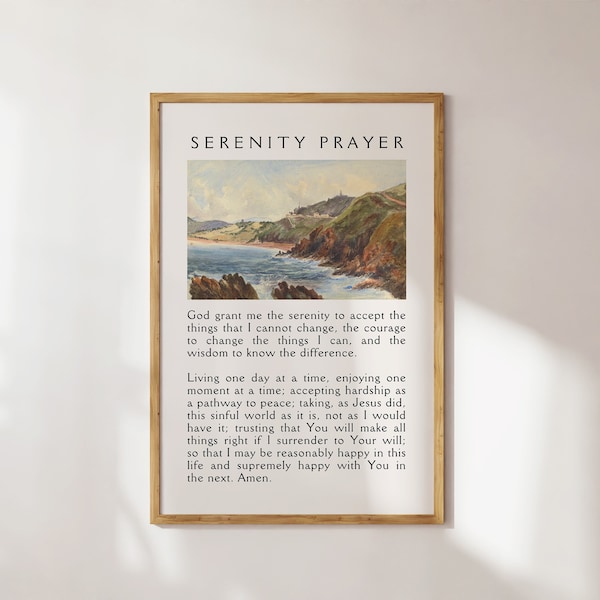 Christian Wall Art, Christian Serenity Prayer, Landscape Christian Poster Print, Digital Download, Bible Verse Wall Art, Christian Merch