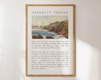 Christian Wall Art, Christian Serenity Prayer, Landscape Christian Poster Print, Digital Download, Bible Verse Wall Art, Christian Merch