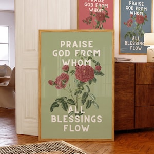 Imprimé floral vintage Doxology : décoration murale chrétienne (téléchargement numérique)