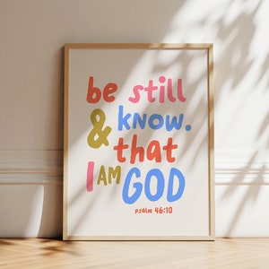 Psalm 46:10 Minimalist Christian Wall Art Digital Print Handwritten Font Digital Download Dorm Room Essentials God Art Trendy Bible Art
