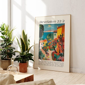 Revelation 22:2, Matisse Print, Christian Poster, Digital Download Maximalist, Bible Verse Wall Art, Colorful Christian Wall Art, Merch Gift