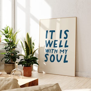 Está bien con mi alma Minimalista Christian Wall Art Sage Green Wall Art Impresión digital Fuente manuscrita Dios Arte Moda Biblia Arte Descargar