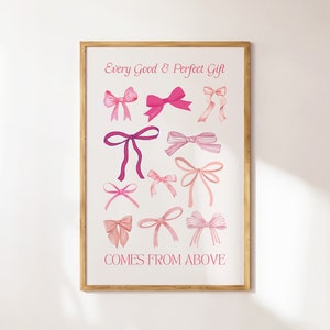 James 1:17 Coquette Aesthetic Wall Art Prints Christian Wall Art Cute Trendy Poster Girly Printable Pink Bow Wall Art Valentines Gift