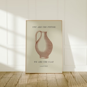 Vintage Clay Pot Print, Isaiah 64:8, Christian Poster, Printable Wall Art, Digital Download,Bible Verse Wall Art, Christian Gift, God Art