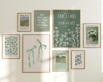 Sage Green Christian Wall Art: Bible Verse Gallery Set (Digital Download)