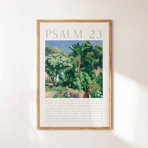 Psalm 23 Beachy Wall Art, Christian Wall Art, Tropical Decor, Bible Verse Wall Art, Trendy Apartment Housewarming Gift, PRINTABLE ART Poster