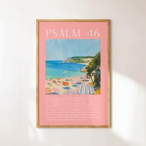 Psalm 46 Beachy Wall Art, Christian Wall Art, Tropical Decor, Bible Verse Wall Art, Trendy Apartment Housewarming Gift, PRINTABLE ART Poster