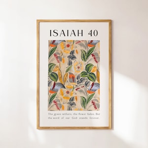 Isaiah 40 Christian Wall Art, Tropical Wall Art, Flower Market Home Decor, PRINTABLE ART, Bible Verse Wall Art, Trendy Apartment Decor Gift