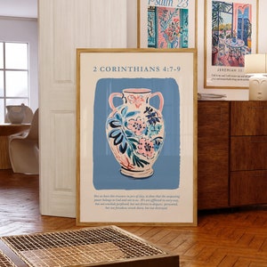 2 Korinther 4 Gläser Tondruck, Matisse Druck, Christliche Wandkunst, Bibel Vers Poster, Schrift Dekor druckbar, Blau Blumen Vintage