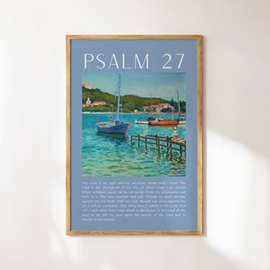 Psalm 27 Beachy Wall Art, Christian Wall Art, Tropical Decor, Bible Verse Wall Art, Trendy Apartment Housewarming Gift, PRINTABLE ART Poster