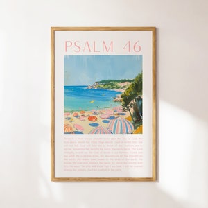 Psalm 46 Beachy Wall Art, Christian Wall Art, Tropical Decor, Bible Verse Wall Art, Trendy Apartment Housewarming Gift, PRINTABLE ART Poster