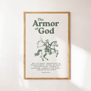 The Armor of God Wall Art Christian Wall Art Retro Vintage Print Dorm Room Essentials Bible Verse Poster Scripture Gift Sage Green Wall Art