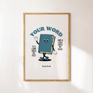Psalm 119 grote muur poster, retro mascotte kunst aan de muur, christelijke kunst aan de muur, trendy posters bijbel vers kunst aan de muur, preppy schattige muur print cadeau