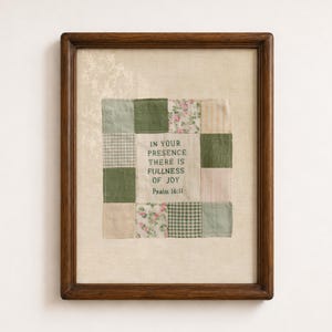 Christliche Wandkunst, Patchwork-Quilt, Bibelvers-Druck, Psalm 16,11: Fülle und Freude, druckbare Cottagecore-Dekoration, digitaler Download 1259