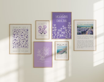 Purple Christian Wall Art Set: Vintage Bible Verse Prints (Digital Download)