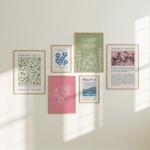 Summer Pastels Wall Art, Christian Wall Art, Colorful Gallery Set of 6, Bible Verse Modern Christian Art, Beachy Wall Art Digital Prints