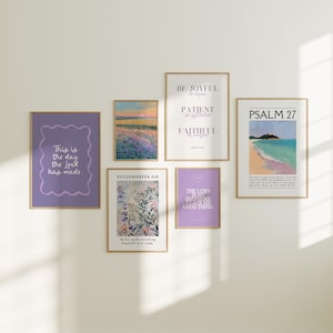 Galería de arte cristiano morado para pared: Láminas de versículos bíblicos (descarga digital)