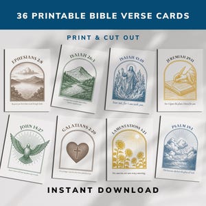 36 cartes de versets bibliques imprimables | Cartes bibliques pour femmes | Outils d'étude de la Bible chrétienne | Téléchargement instantané | Cartes de dévotion quotidiennes