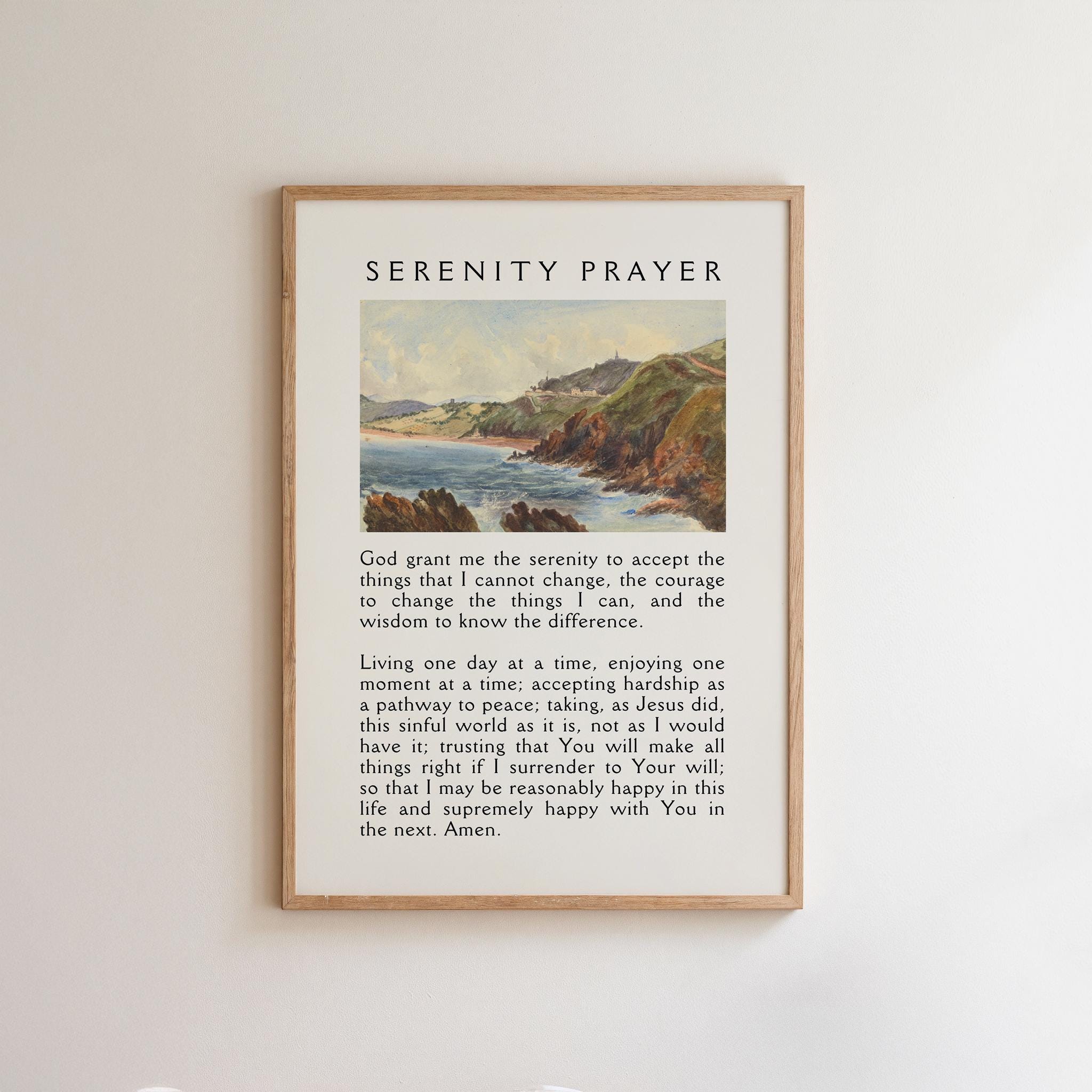 Stampa Su Tela Con Preghiera Della Serenità - Quadro Cristiano Con Citazioni Bibliche Ispiratrici, Vintage, Incorniciato, Decorazione Da Parete Per Casa