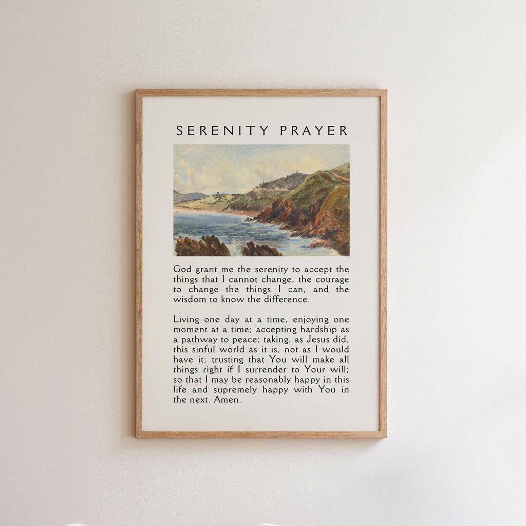 Stampa Su Tela Con Preghiera Della Serenità - Quadro Cristiano Con Citazioni Bibliche Ispiratrici, Vintage, Incorniciato, Decorazione Da Parete Per Casa
