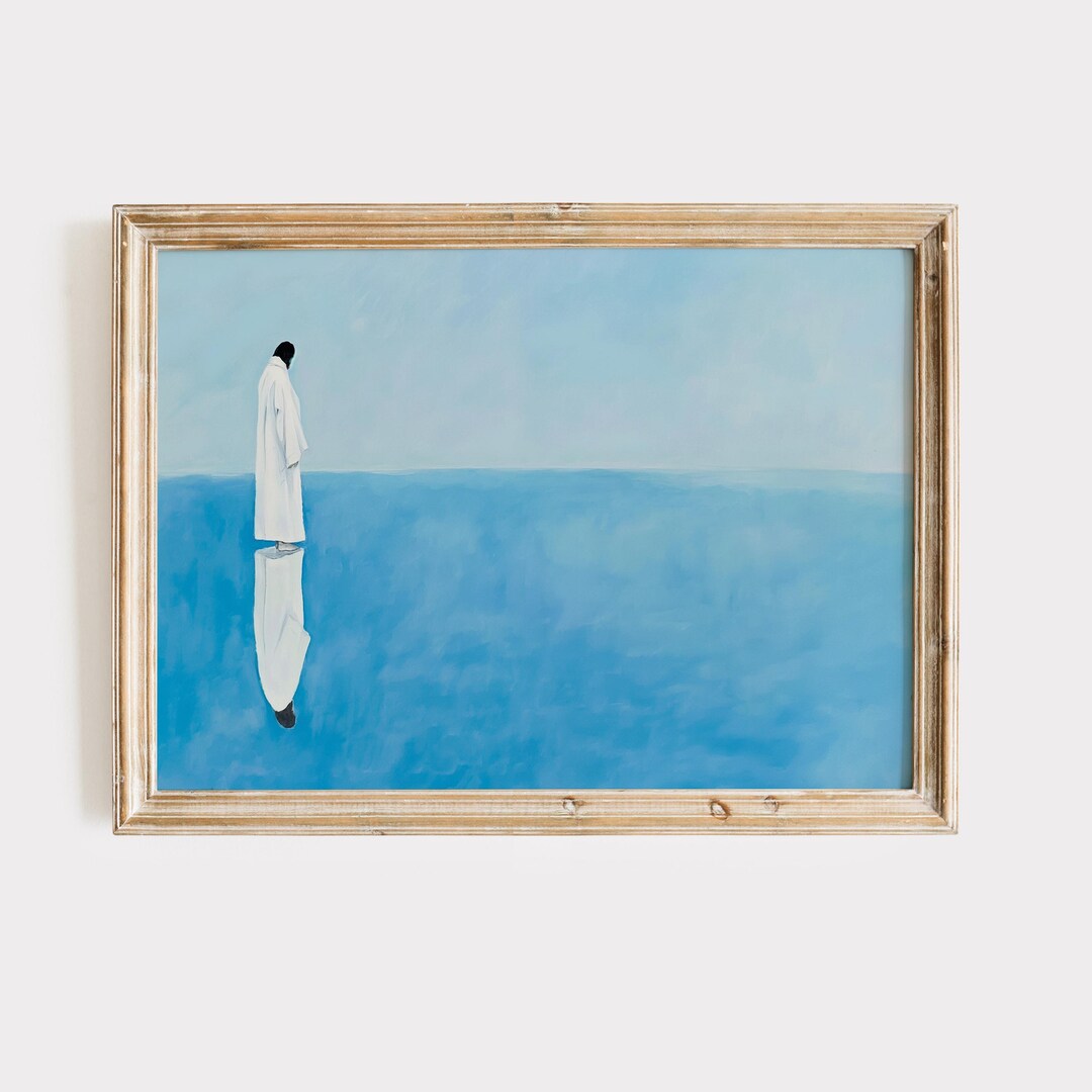 Jesus Walks on Water Painting: Christian Coastal Wall Art (digital ...