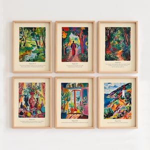 Psalm 23 Christian Wall Art Gallery, Matisse Print Set of 6, 6 Piece Wall Art, Maximalist Wall Art, Gallery Wall Set Colorful, Digital Print