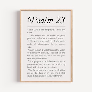 Psalm 23 Scripture Print, Bible Verse Wall Art, Christian Typography Poster, Minimalist Faith-Based Decor, Printable Christian Gift