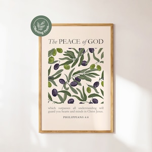 Impression vintage motif olives pour décoration murale maison chrétienne pour cadeau de pendaison de crémaillère pour femme chrétienne salle à manger en téléchargement numérique Bible Art