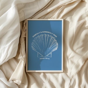Psalm 139 Christliche Wandkunst Bibel-Vers-Zitat Küsten Enkelin Drucke Blaue Wandkunst Minimalist Glaube inspiriert Poster Wohnung Dekor