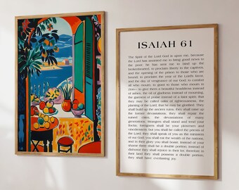 Zestaw plakatów chrześcijańskich Matisse'a: Werset biblijny z Księgi Izajasza 61 (do pobrania cyfrowego)