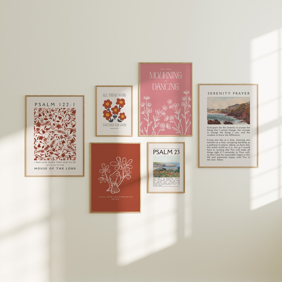 Christian Gallery Wall Art Set: Vintage Bible Verse Prints (digital ...