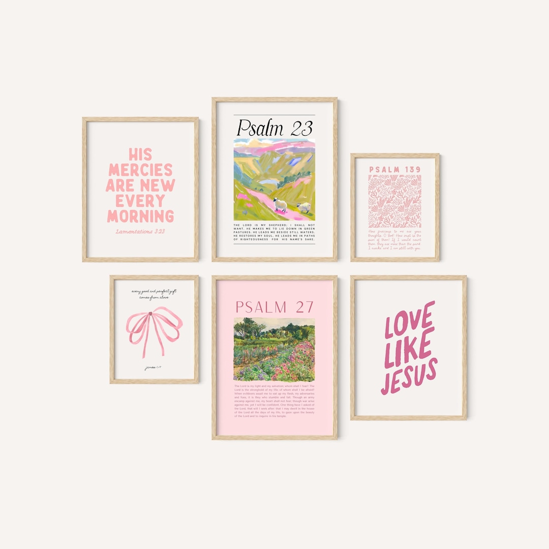 Pink Christian Wall Art Set: Bible Verse Prints, Trendy Decor - Etsy
