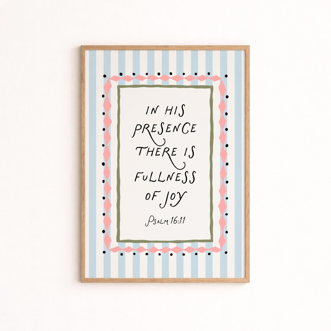 Psalm 16:11 Bible Verse Print for Girl Room Wall Art for Christian ...
