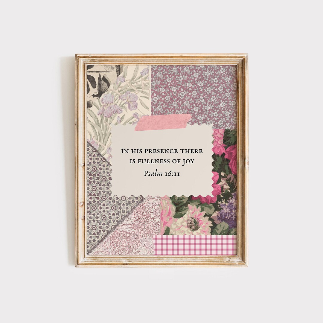 Psalm 16:11 Bible Verse Print for Pink Floral Wall Art for Christian ...