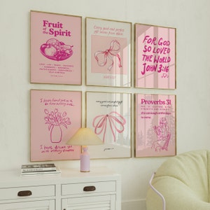 Christian Pink Gallery Wall Art Set: Bible Verse Prints (digital ...