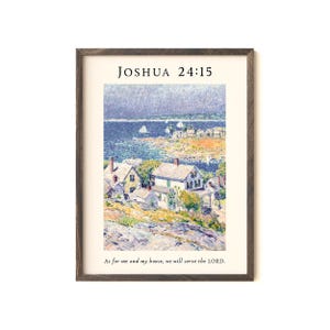 Joshua 24:15 Wall Art Printable, Coastal Christian Decor Gift, As for Me and My House Bible Verse, Digital Download Scripture Print