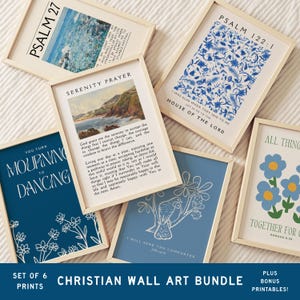 Arte mural cristiano / Juego de 6 impresiones de las Escrituras con tarjetas de felicitación adicionales + tarjetas de memoria con versículos bíblicos / Descarga digital instantánea
