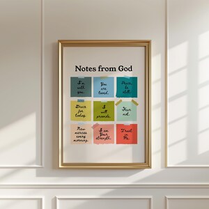 Inspirational digital art for entryway — colorful sticky notes showcasing heartfelt messages to greet visitors with comfort and faith.