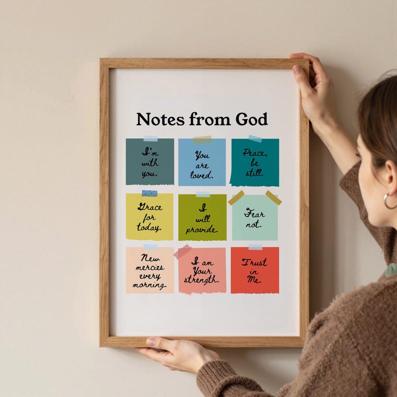 Hand-lettered wall art for home office — vibrant sticky notes with inspiring quotes perfect for a cozy and motivational atmosphere.