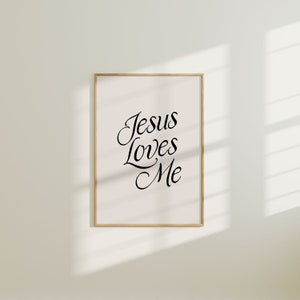Jesus Loves Me, Minimalist Print, Digital Download, Christian Aesthetic Wall Art, Modern ...
