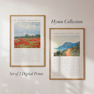 Hymn Set, Gallery Wall Set of 2, Vintage Bible Verse Wall Art, Digital Download, Christian Poster, Christian Wall Art, Gift For Her