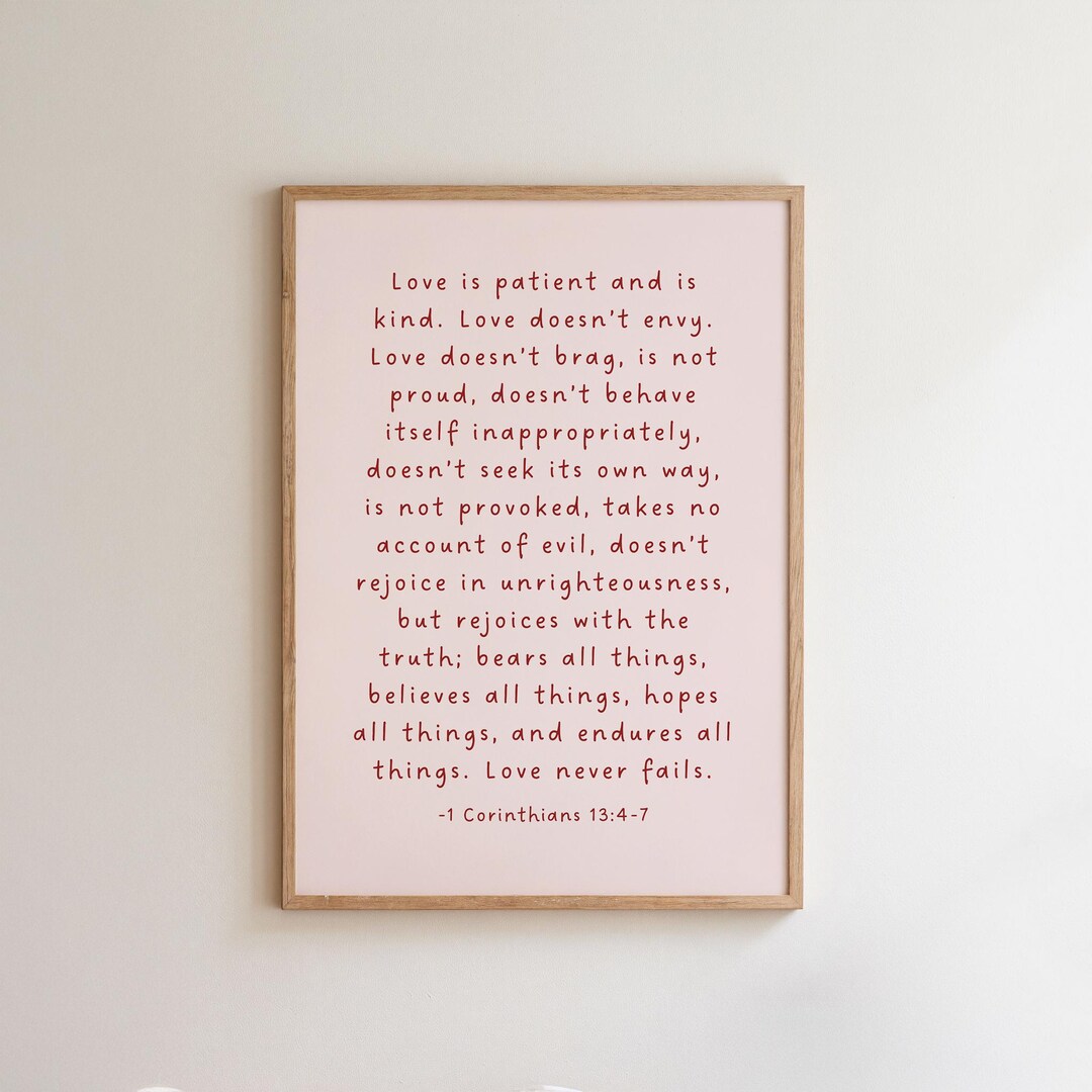 1 Corinthians 13 Valentines Print, Christian Wall Art (digital Download ...
