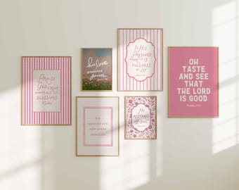 Christian Printable Wall Art Bundle, Pink Bible Quote Art Set, Inspiring Scripture Prints, Pastel Religious Decor Download Digital 27