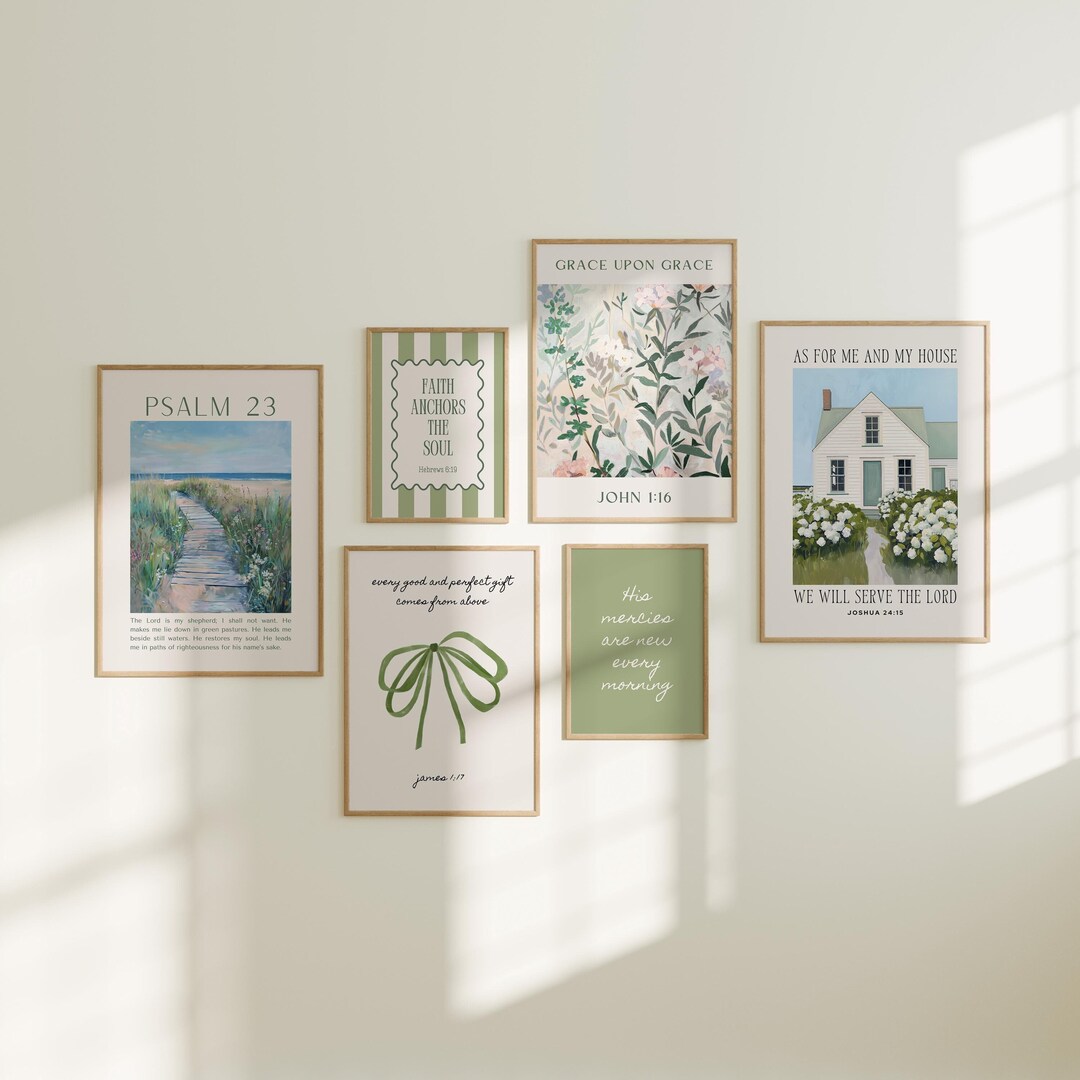 Coastal Christian Wall Art Set: Sage Green Bible Verse Prints (digital ...