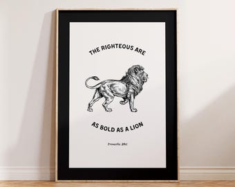 Löwen-Bibel-Vers-Wandkunst für christlichen Herren-Dekor für Jungen-Raum-Dekor für Sprichwörter Schrift-Druck für männliche Wandkunst als Geschenk für ihn