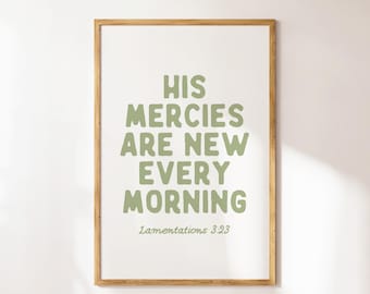 His Mercies Are New - Sage Green Christian Wall Art (Digital Download)