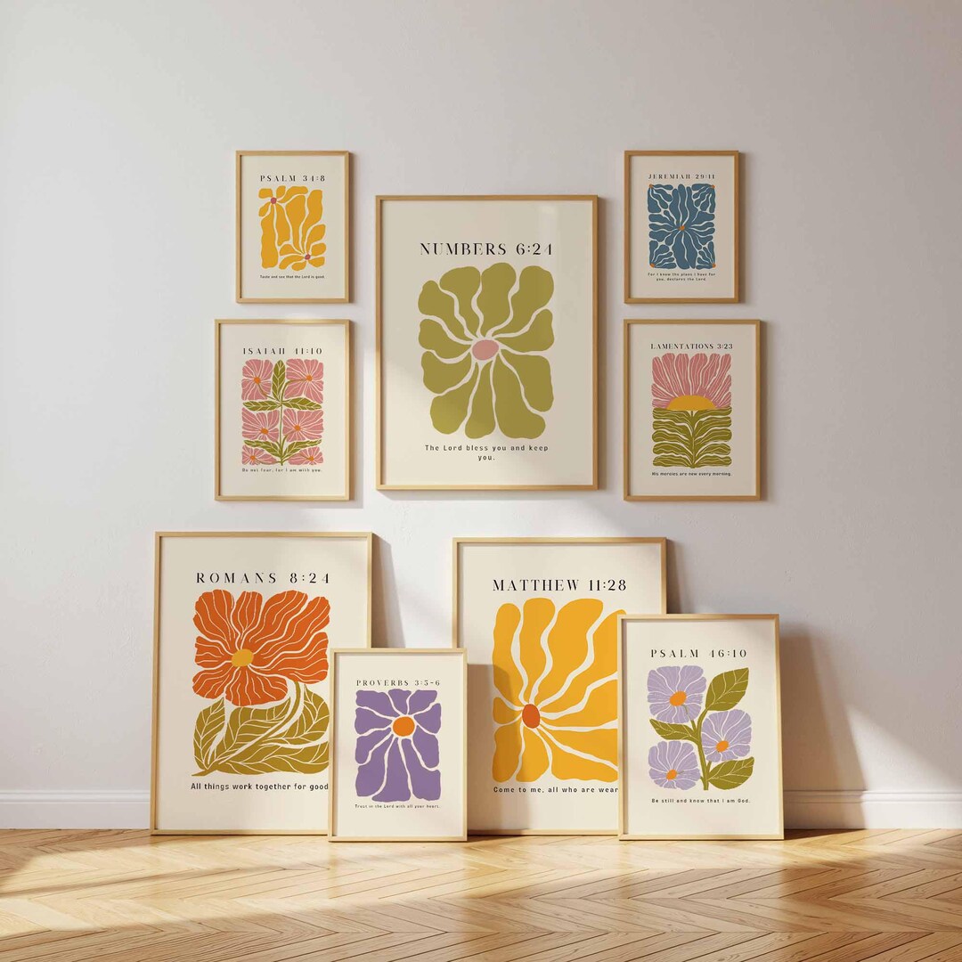 Floral Bible Verse Prints - Christian Wall Art Set (digital Download ...